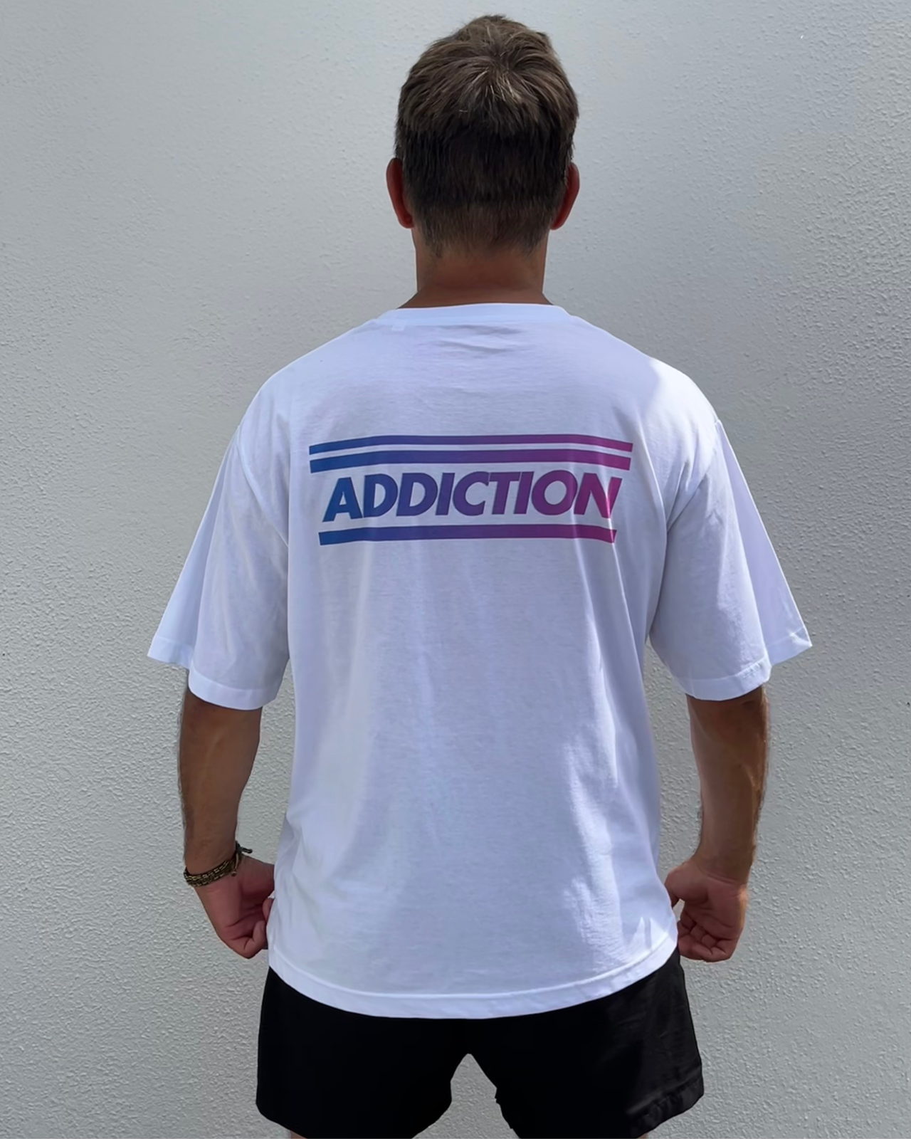 Addiction Pink 155GSM White T-Shirt
